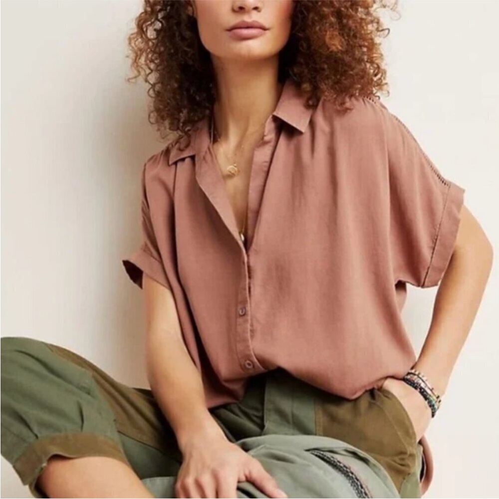 Anthropologie Cloth + Stone Surf Shirt Blush Medium